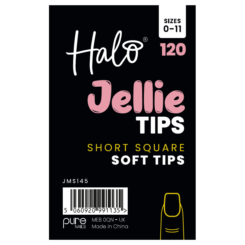 Halo Jellie Tips Short SQUARE clear x 120 Size 0-11