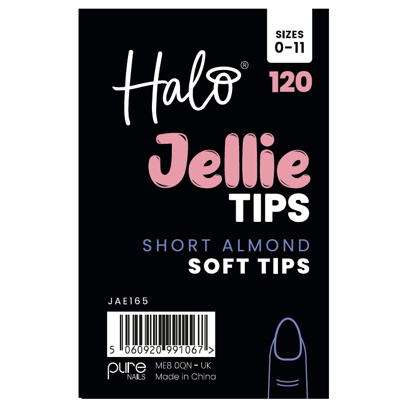 Halo Jellie Tips Short ALMOND clear x 120 Size 0-11