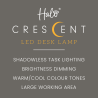 Halo Crescent Led Desk Lamp - base de travail 76cm dont 65 utiles