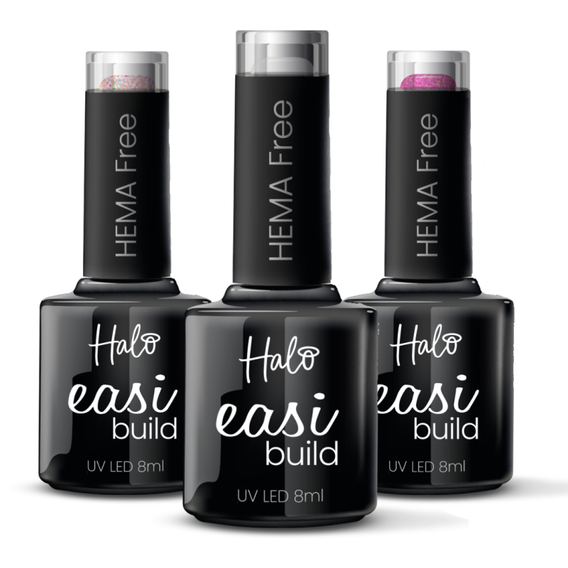 Halo Easibuild White-WhiteGlitter-PinkGlitter Builder gel 8ml