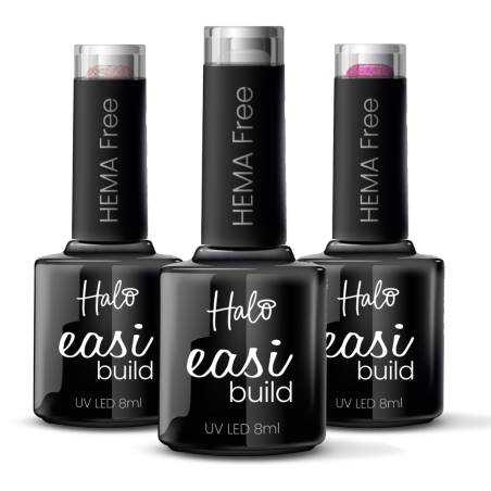Halo Easibuild White-WhiteGlitter-PinkGlitter Builder gel 8ml