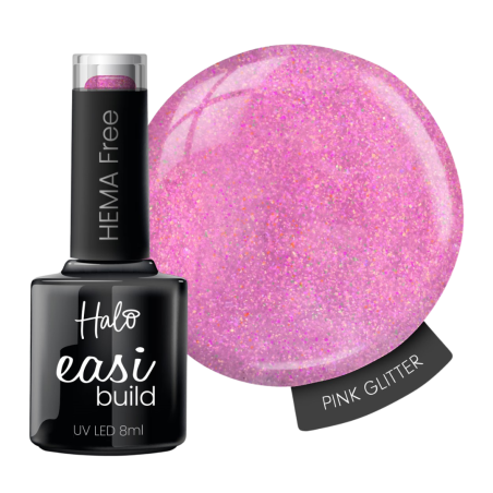 Halo EasiBuild Pink Glitter Builder Gel 8ml