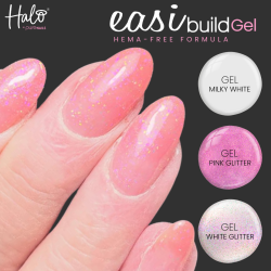 Halo Easibuild White-WhiteGlitter-PinkGlitter Builder gel 8ml