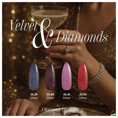 Collection Diamonds – 4 Gel Polish pailletés automne 2025 – vernis semi-permanents professionnels BeWoman.fr